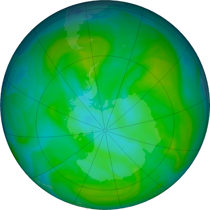 Antarctic ozone map for 21 December 2017